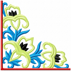 Floral Filigree Corners Embroidery Design 4
